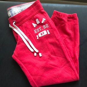 A&F Red/Pinkish Cropped Sweat Pants